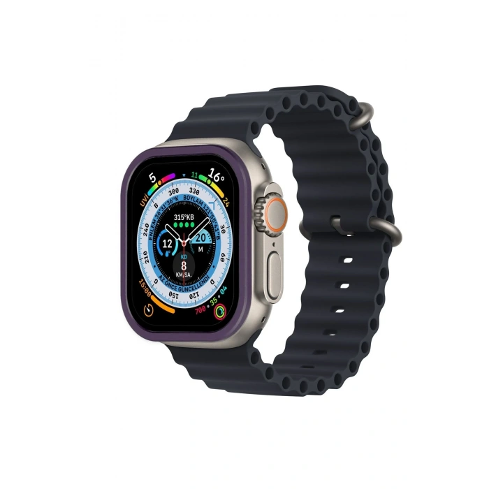 Mey İthalat®   Watch Ultra 49mm Alüminyum Kasa Cam Ekran Koruyucu - Mor
