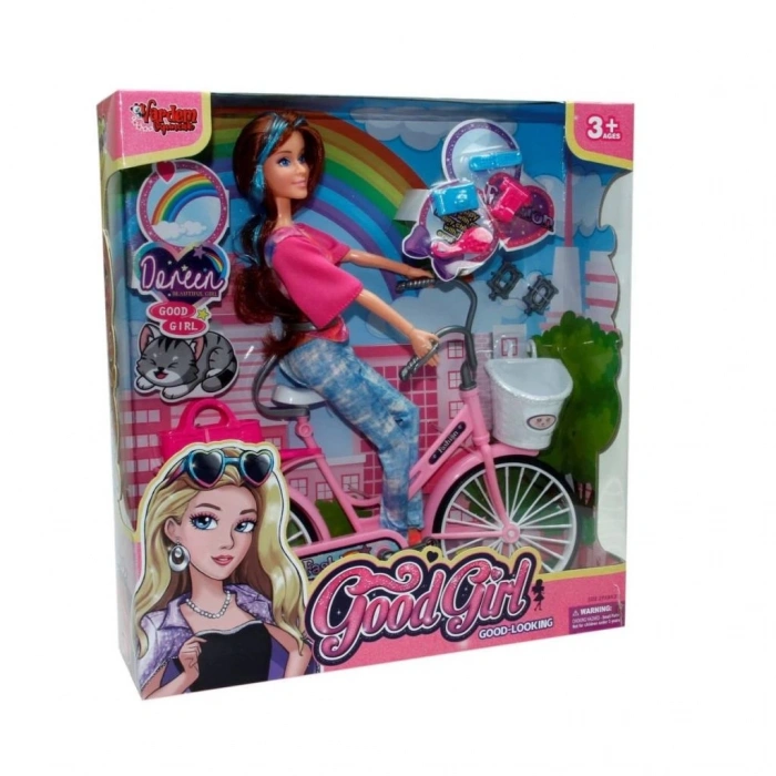 Mey İthalat® WG-66760 Kutulu 29cm Akesuarlı Bisikletli Bebek - Vardem Oyuncak