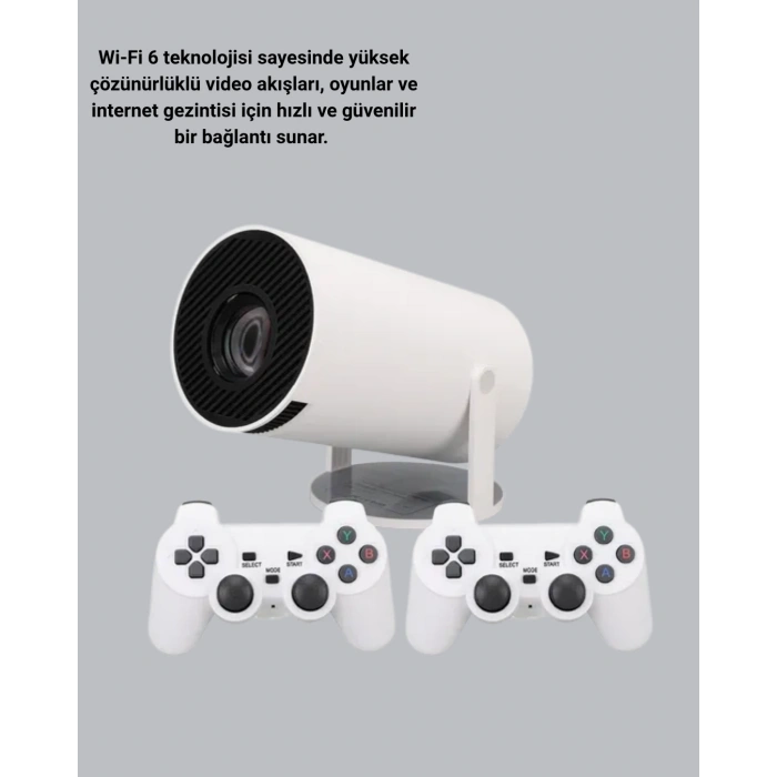 Mey İthalat® Wi-Fi 6 ve Bluetooth 5.0 Destekli 4K Akıllı Projeksiyon Cihazı