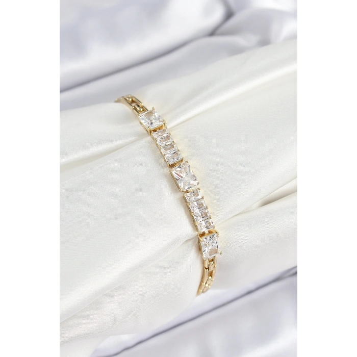 Mey İthalat® Xuping Pirinç Parçalı Su Yolu Model Gold Renk Kadın Bileklik