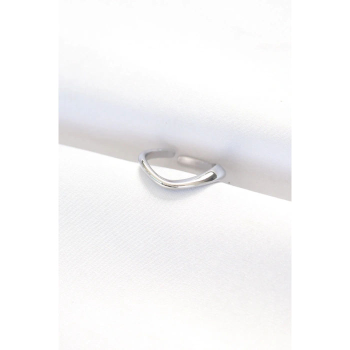 Mey İthalat® Yassı Silver Renk Ayarlanabilir Yüzük