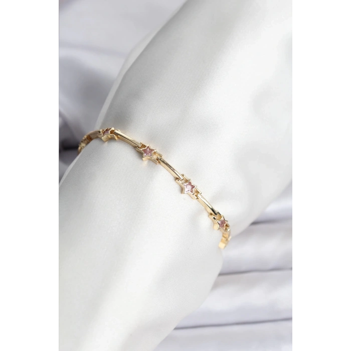 Mey İthalat® Yıldız Model Gold Renk Pirinç Bileklik
