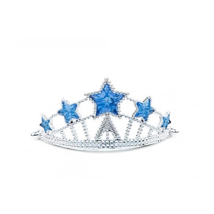 Mey İthalat® Yıldız Şekilli Elsa Prenses Kraliçe Tacı Mavi Renk Çocuk Boy 5x17 cm