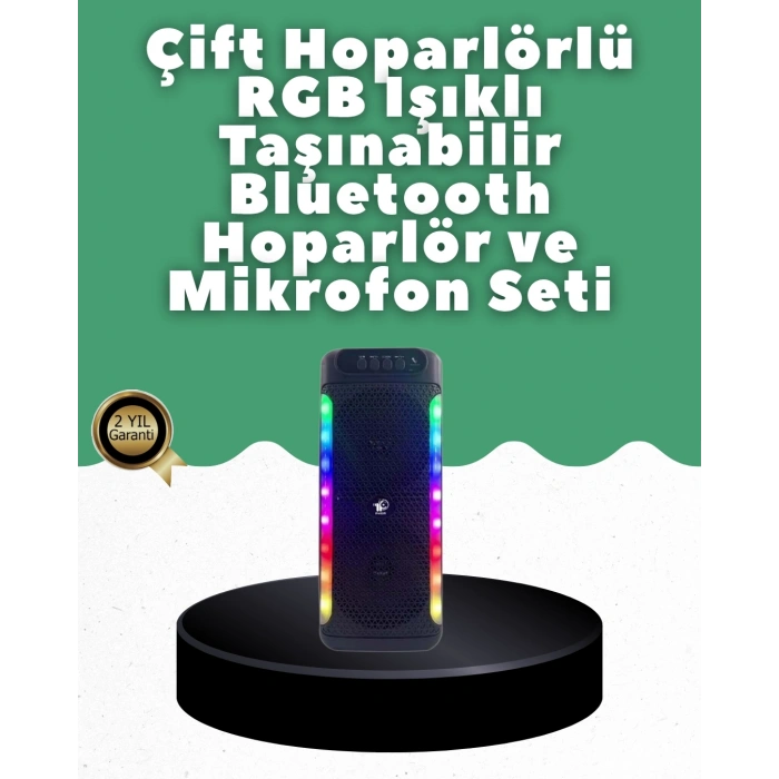 Mey İthalat® Yüksek Ses Güçlü Kablosuz Hoparlör  Karaoke Mikrofonlu