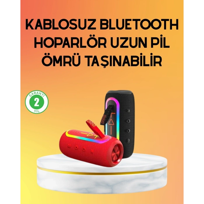 Mey İthalat® Yüksek Ses Kaliteli Kablosuz Hoparlör LED Işıklı