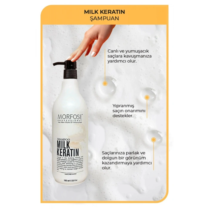Milk Keratin Şampuan 1000 ML - Besleyici Koruyucu Etki