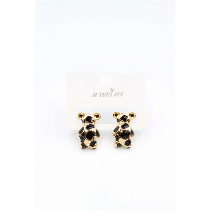 Mineli Ayıcık Küpe - Siyah