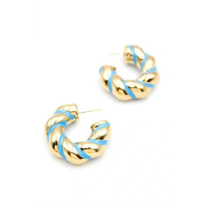 Mineli Halka Küpe - Mavi