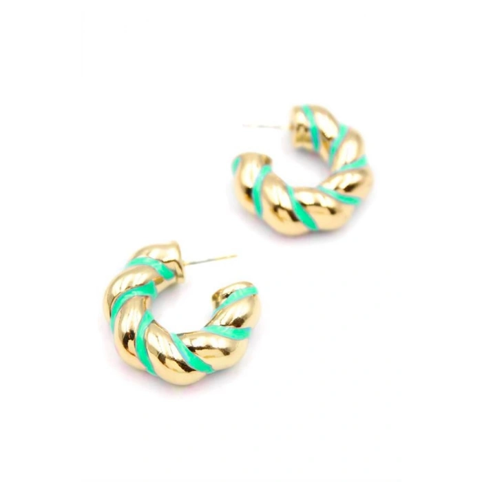 Mineli Halka Küpe - Yeşil