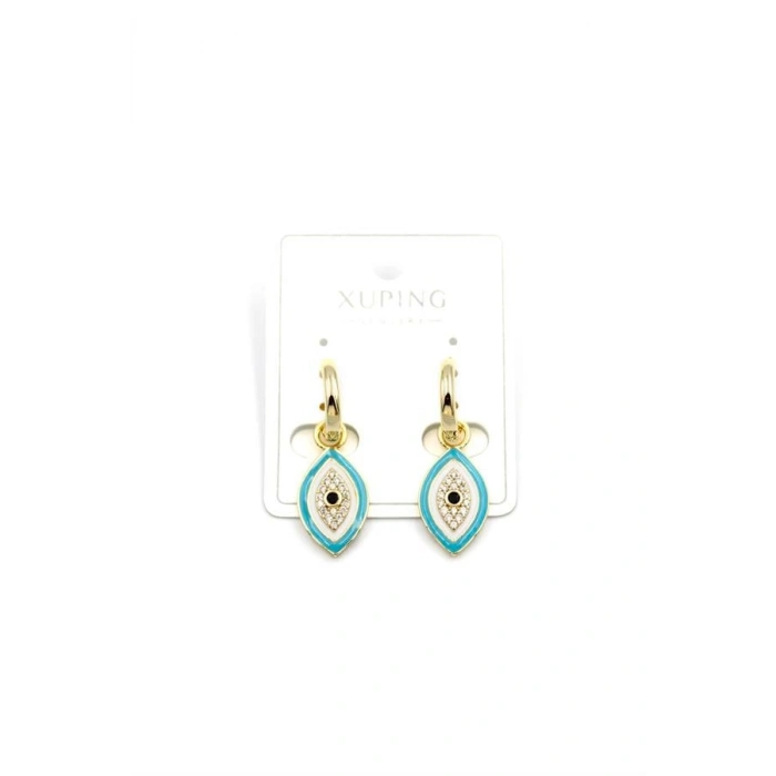 Mineli Nazar Küpe - 14K Altın