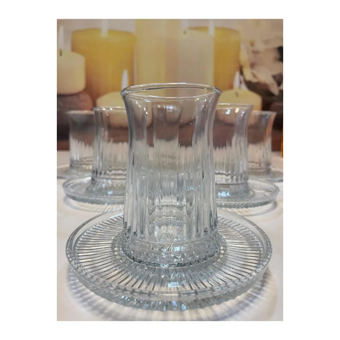 Müge 6lı Cam Çay Tabağı Çay Tabak Altlığı Royaleks-TG-2023