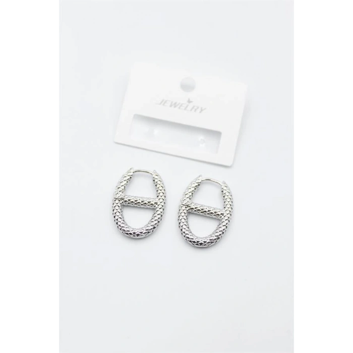 Oval Halka Küpe - Gümüş