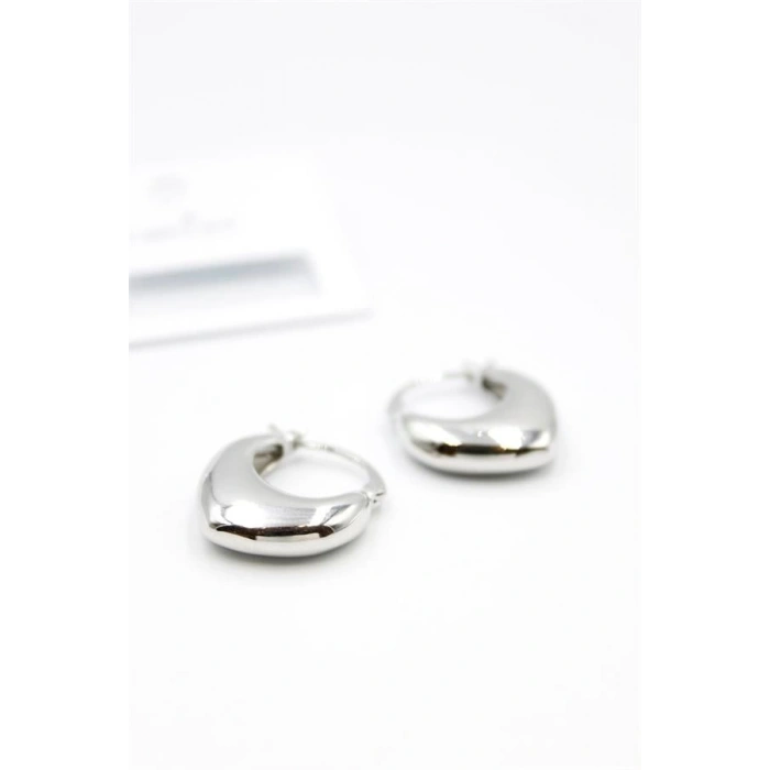 Oval Halka Küpe - Gümüş