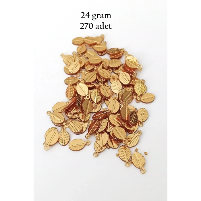 Oya Abiye Bileklik Kolye Pleksi Metalik Plastik Pul Altın Renk 24 gram 270 adet - BNC538
