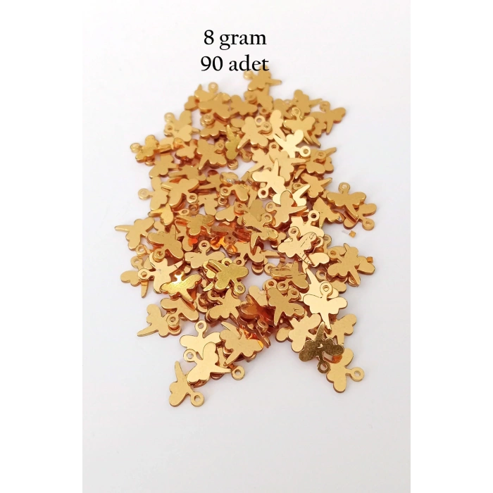 Oya Abiye Bileklik Kolye Pleksi Metalik Plastik Pul Altın Renk 8 gram 90 adet - BNC495