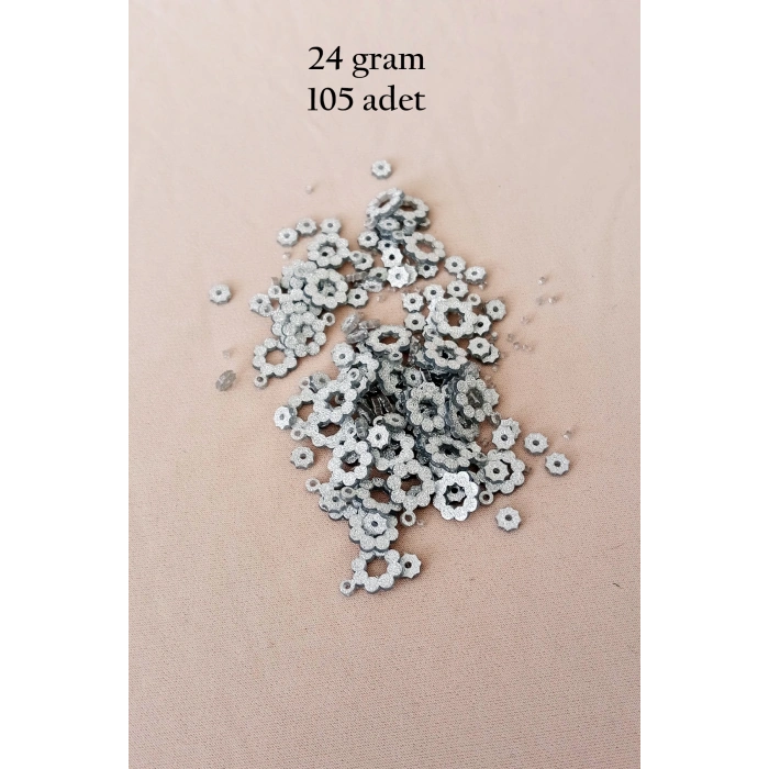 Oya Abiye Bileklik Kolye Pleksi Metalik Plastik Pul Gümüş Renk 24 gram 105 adet - BNC561
