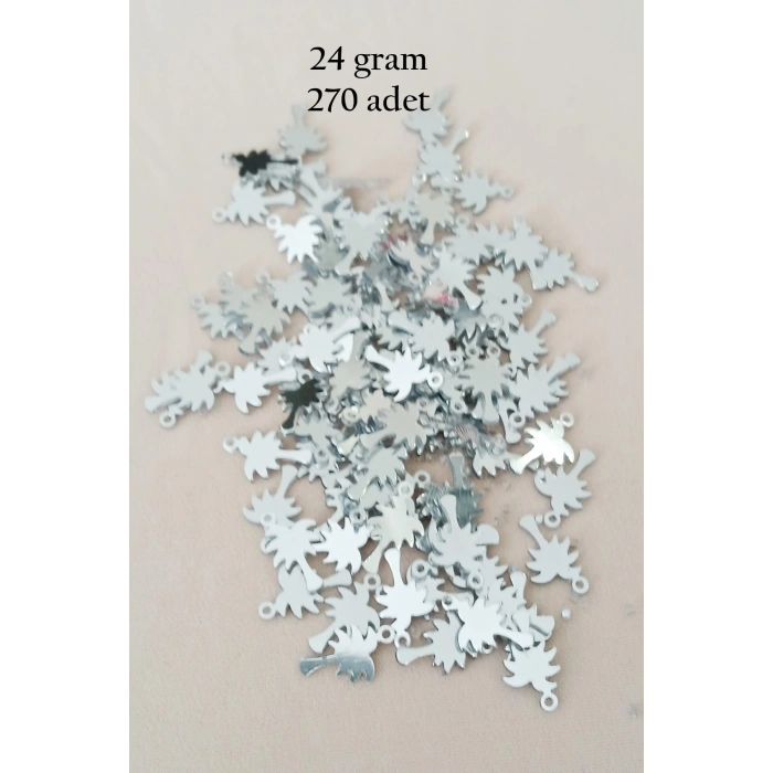 Oya Abiye Bileklik Kolye Pleksi Metalik Plastik Pul Gümüş Renk 24 gram 270 adet - BNC566