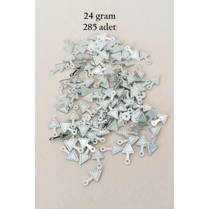 Oya Abiye Bileklik Kolye Pleksi Metalik Plastik Pul Gümüş Renk 24 gram 285 adet - BNC565