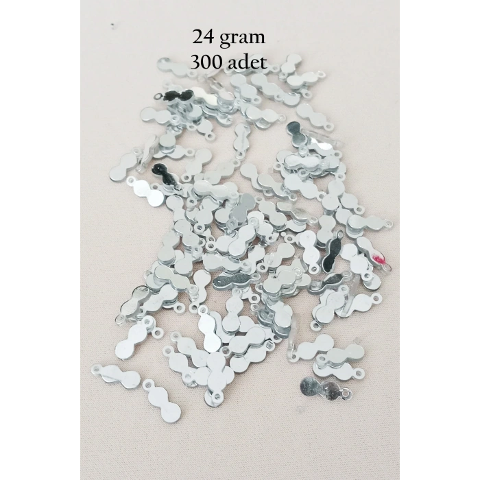 Oya Abiye Bileklik Kolye Pleksi Metalik Plastik Pul Gümüş Renk 24 gram 300 adet - BNC568