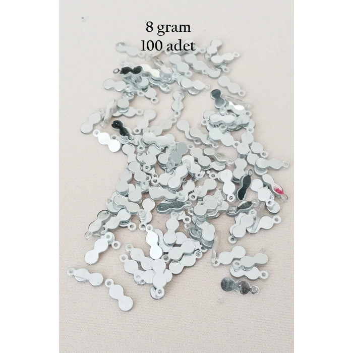 Oya Abiye Bileklik Kolye Pleksi Metalik Plastik Pul Gümüş Renk 8 gram 100 adet - BNC508
