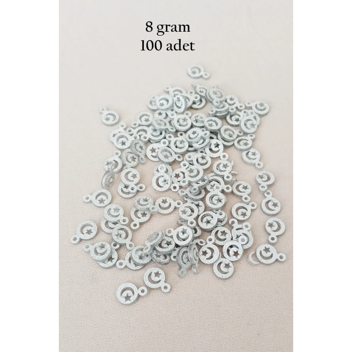 Oya Abiye Bileklik Kolye Pleksi Metalik Plastik Pul Gümüş Renk 8 gram 100 adet - BNC516