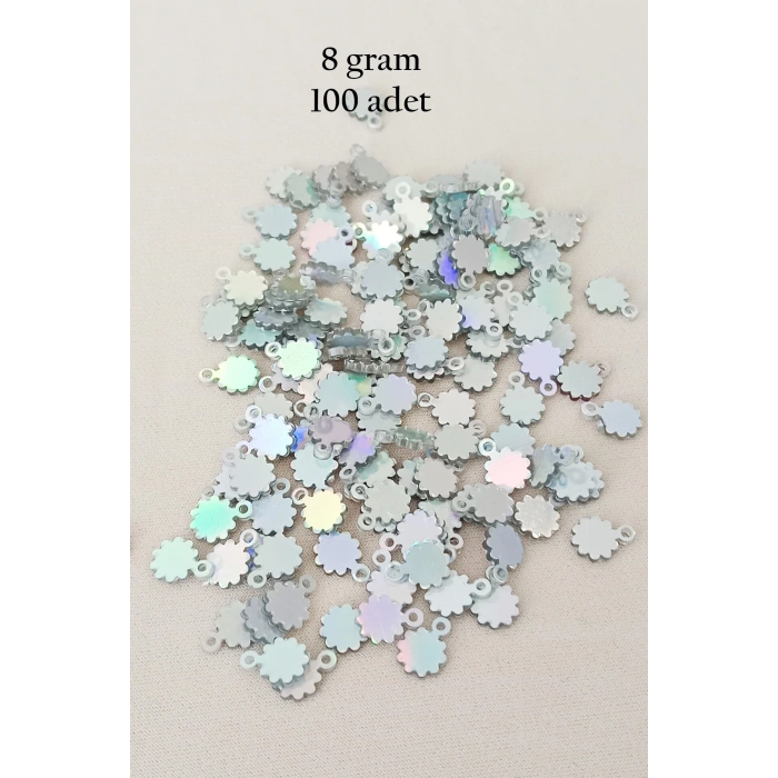 Oya Abiye Bileklik Kolye Pleksi Metalik Plastik Pul Gümüş Renk 8 gram 100 adet - BNC518