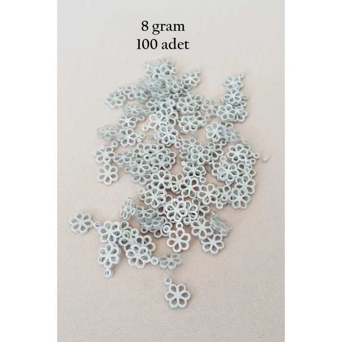 Oya Abiye Bileklik Kolye Pleksi Metalik Plastik Pul Gümüş Renk 8 gram 100 adet - BNC528