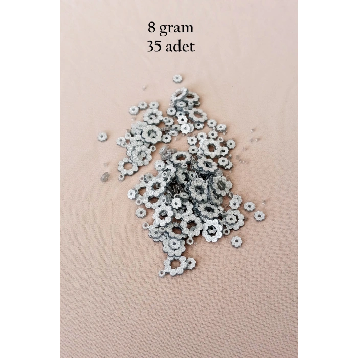 Oya Abiye Bileklik Kolye Pleksi Metalik Plastik Pul Gümüş Renk 8 gram 35 adet - BNC501