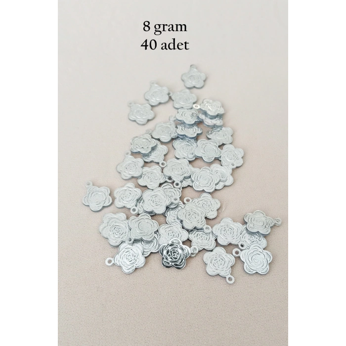 Oya Abiye Bileklik Kolye Pleksi Metalik Plastik Pul Gümüş Renk 8 gram 40 adet - BNC524