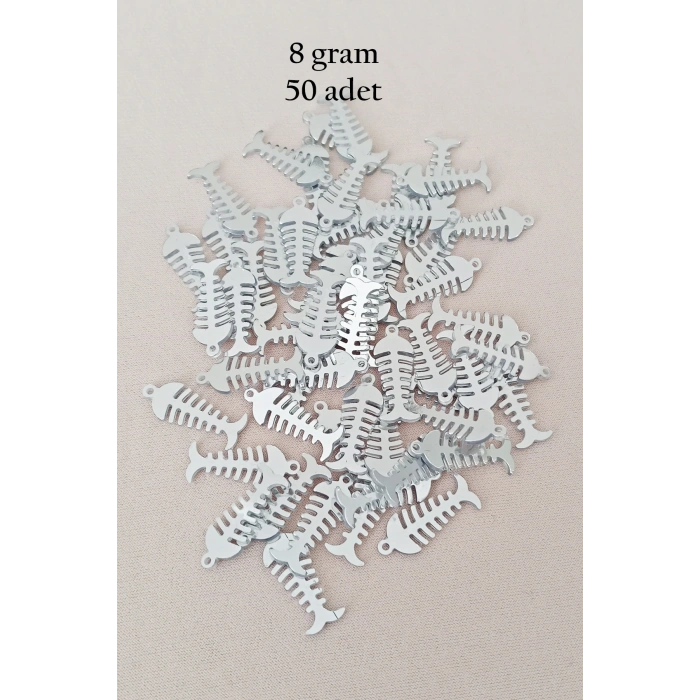 Oya Abiye Bileklik Kolye Pleksi Metalik Plastik Pul Gümüş Renk 8 gram 50 adet - BNC529