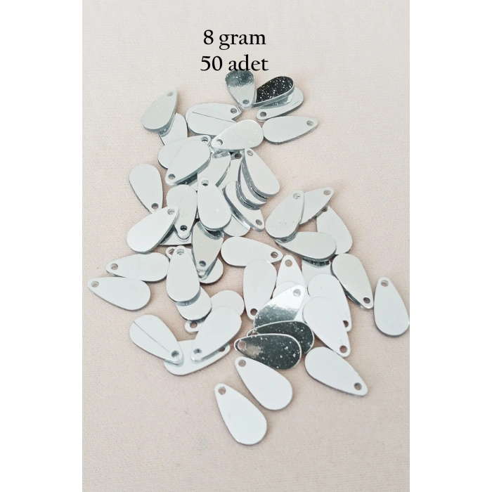 Oya Abiye Bileklik Kolye Pleksi Metalik Plastik Pul Gümüş Renk 8 gram 50 adet - BNC531