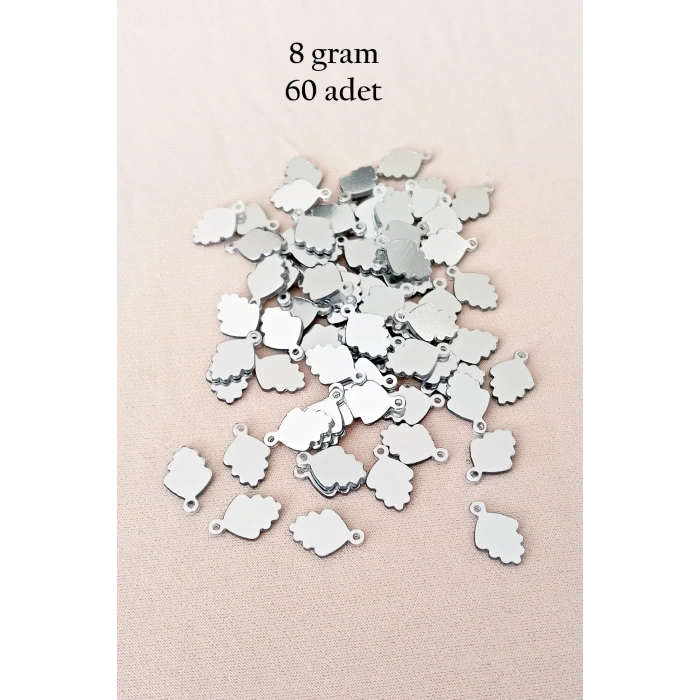 Oya Abiye Bileklik Kolye Pleksi Metalik Plastik Pul Gümüş Renk 8 gram 60 adet - BNC504
