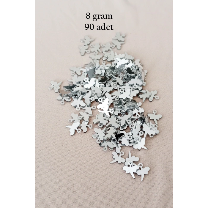 Oya Abiye Bileklik Kolye Pleksi Metalik Plastik Pul Gümüş Renk 8 gram 90 adet - BNC503