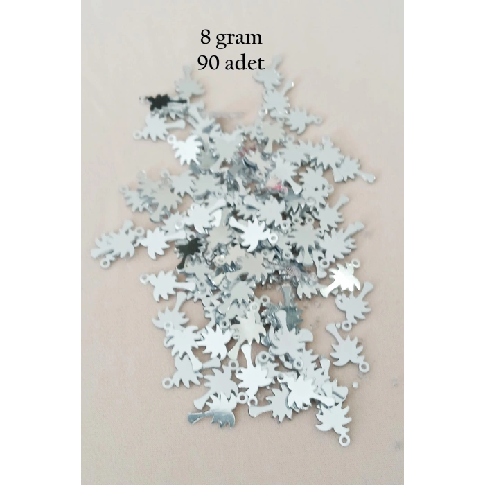 Oya Abiye Bileklik Kolye Pleksi Metalik Plastik Pul Gümüş Renk 8 gram 90 adet - BNC506