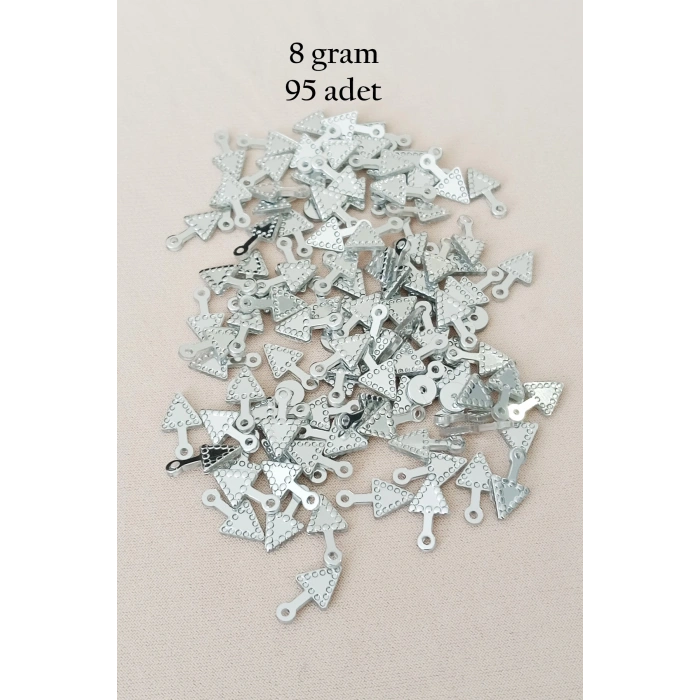 Oya Abiye Bileklik Kolye Pleksi Metalik Plastik Pul Gümüş Renk 8 gram 95 adet - BNC505