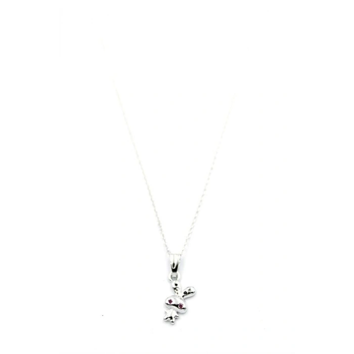 Peluş Tavşan Figürü Kolye - Gümüş