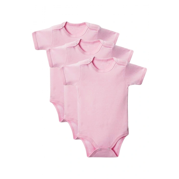 Pembe Yarım Kol Body Zıbın 2-7 YAŞ Çocuklar İçin (3 ADET) Alttan Çıtçıtlı Özel Gereksinimli