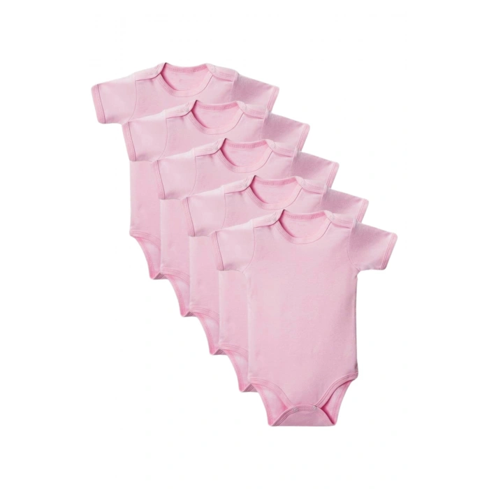 Pembe Yarım Kol Body Zıbın 7-12 YAŞ Çocuklar İçin (5 ADET) Alttan Çıtçıtlı Özel Gereksinimli
