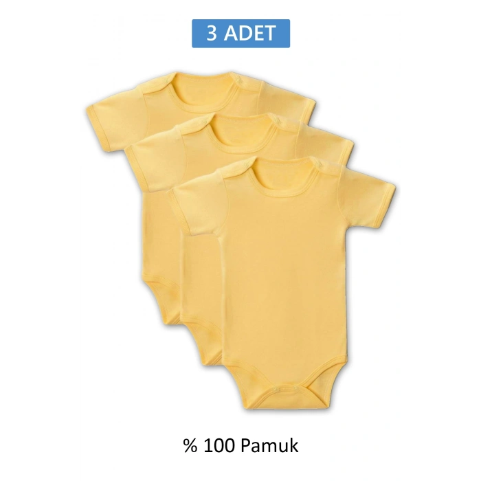 Sarı Yarım Kol Body Zıbın 2-7 YAŞ Çocuklar İçin (3 ADET) Alttan Çıtçıtlı Özel Gereksinimli