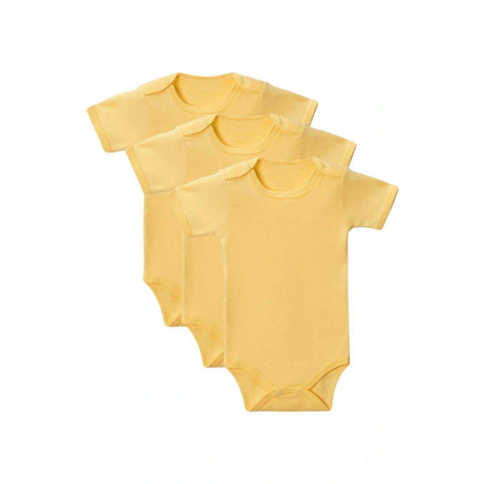 Sarı Yarım Kol Body Zıbın 7-12 YAŞ Çocuklar İçin (3 ADET) Alttan Çıtçıtlı Özel Gereksinimli