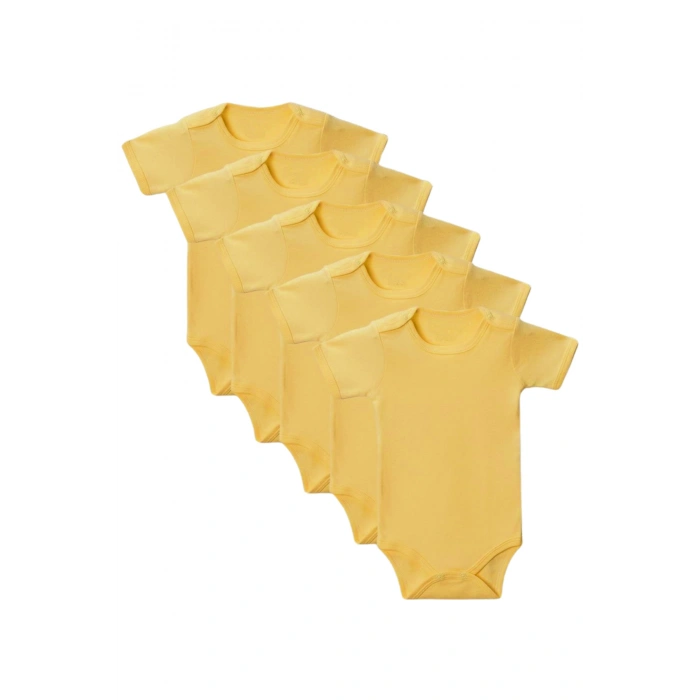 Sarı Yarım Kol Body Zıbın 7-12 YAŞ Çocuklar İçin (5 ADET) Alttan Çıtçıtlı Özel Gereksinimli