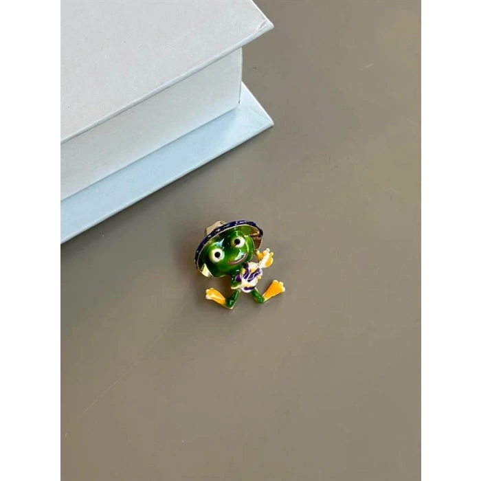 Şarkıcı Kurbağa Broş - Yeşil