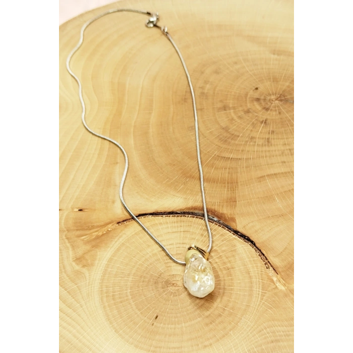 Sitrin Doğal Taşı Zincirli El Yapımı Kolye Uç: 2 cm Zincir: 20 cm Kutulu