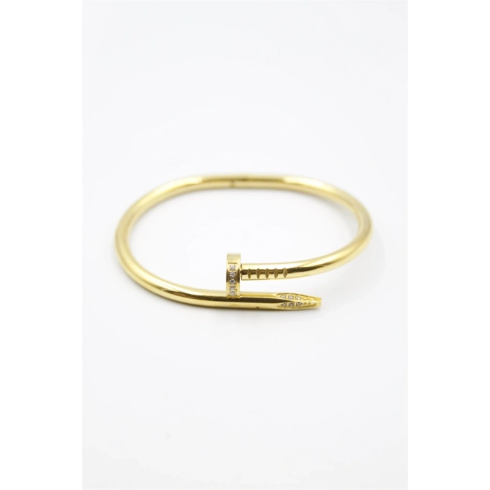 Taşlı Çivi Bilezik - Altın
