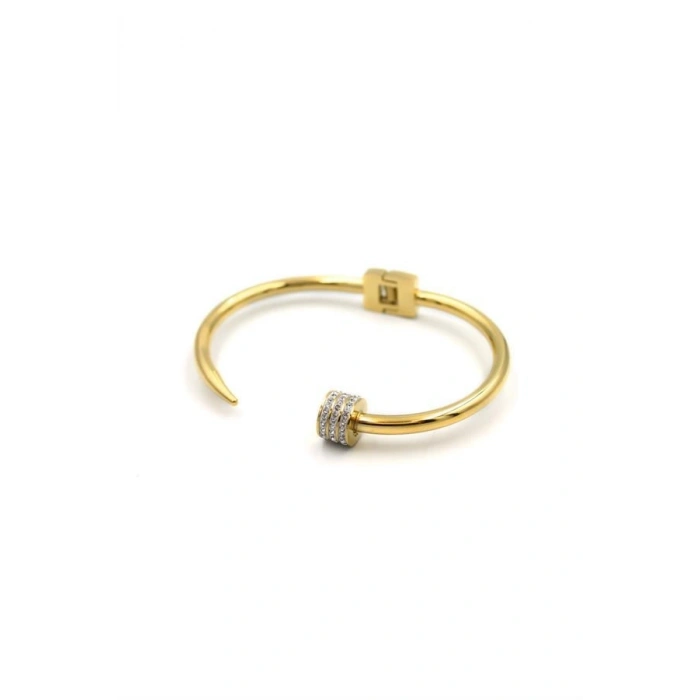 Taşlı Çivi Bilezik - Altın