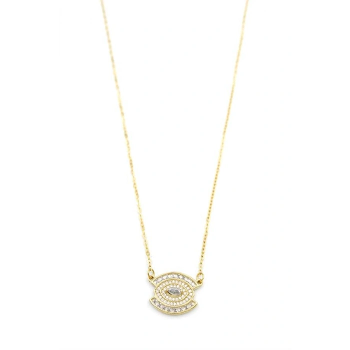 Taşlı Göz Kolye - Altın