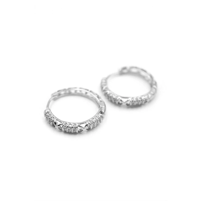 Taşlı Halka Küpe - Gümüş