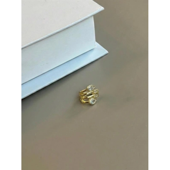 Taşlı Kıkırdak Küpe - Altın