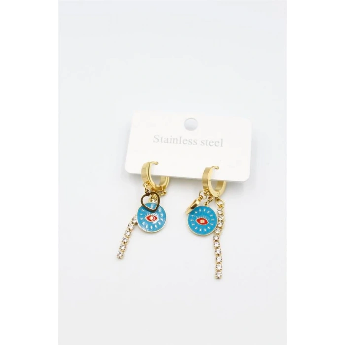 Taşlı Küpe - Altın