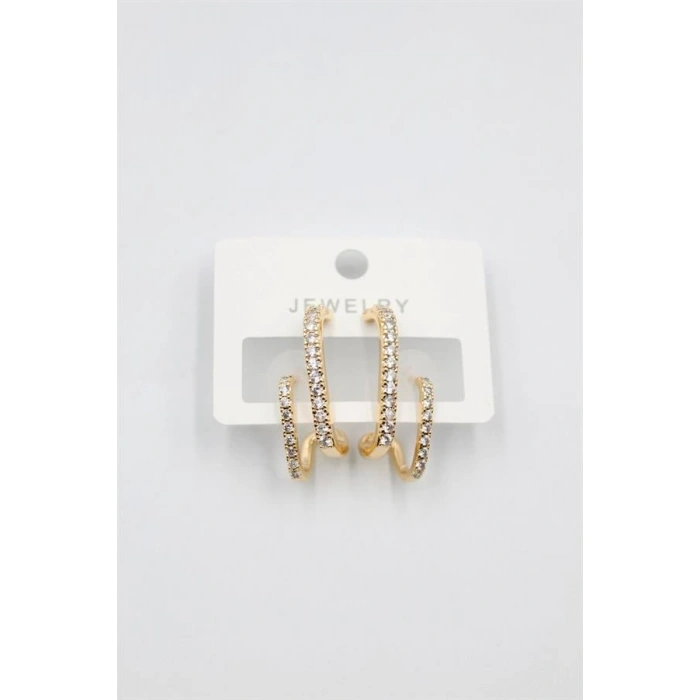 Taşlı Küpe - Altın